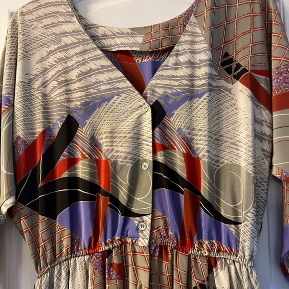 Vintage Pure Argenti graphic dress with pockets size 6 made in Hong Kong - Picture 5 of 9